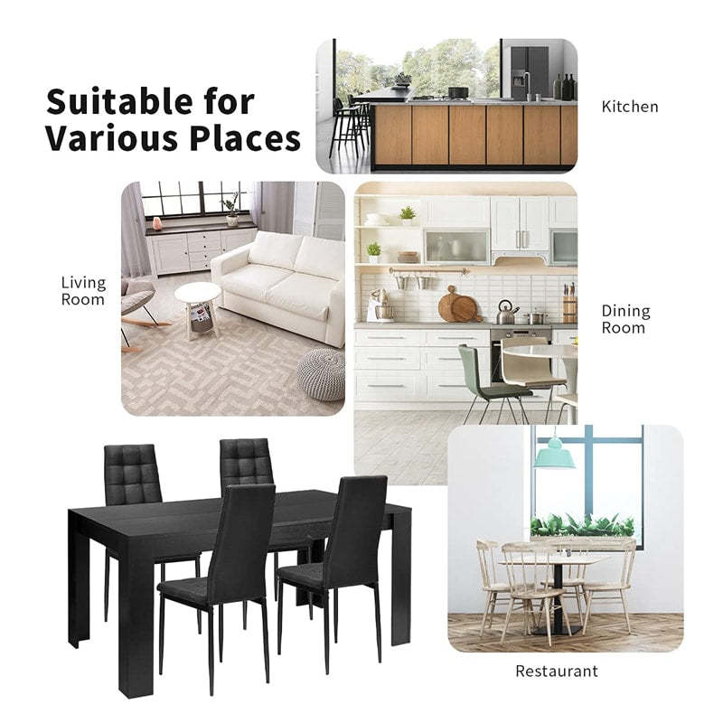 Upholstered Fabric Dining Chairs Set of 4, High Back Kitchen Chairs with Cushioned Seat, Metal Legs, 330LBS Capacity for Home, Restaurant, Living Room