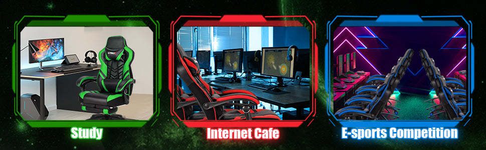 Adjustable Gaming Chair Ergonomic High Back Office Chair with Footrest Headrest Lumber Support