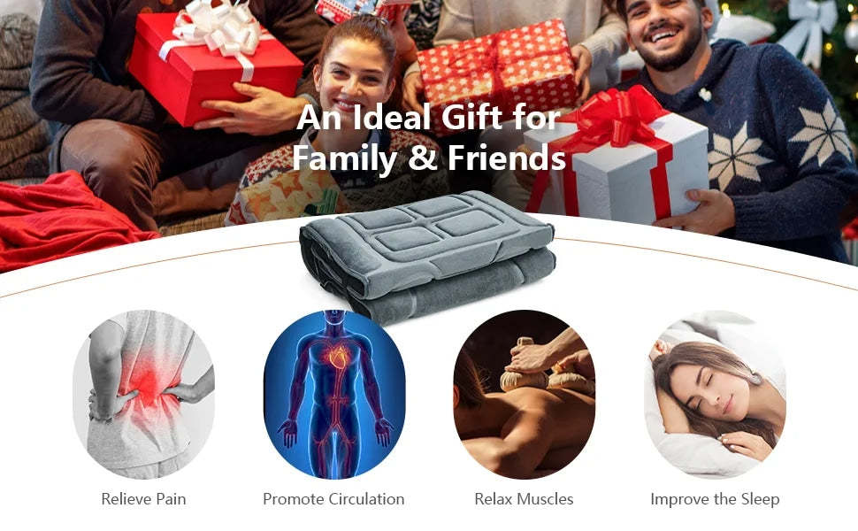 Foldable Heated Massage Pad Full Body Massage Mat Back Massage Chair with 10 Vibration Motors