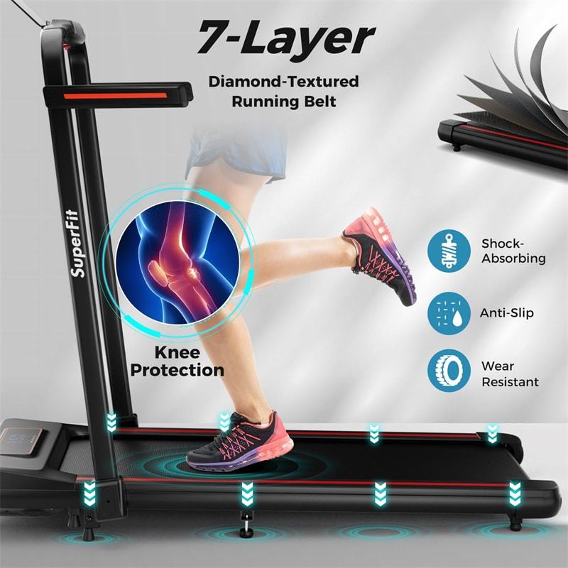 2-in-1 Folding Treadmill, 3.0HP Walking Pad with Incline, LED Display, Remote & APP Control, 265lbs Capacity Under Desk Treadmill for Home Office