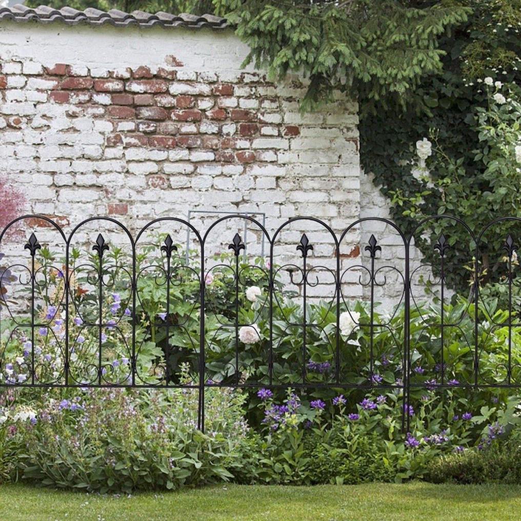 5 PCS 32in x 10ft Folding Decorative Garden Fence with Coated Metal Panels