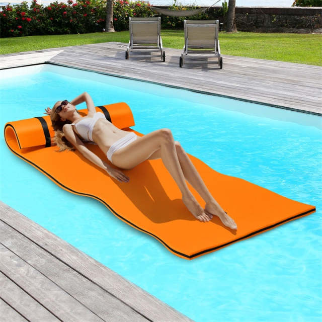 Floating Water Pad, 3-Layer Tear Resistant XPE Foam Water Mat 87" x 36" Foam Pool Float with Rolling Pillow Design for Lake Water Activities