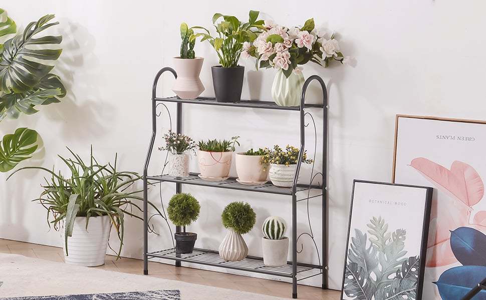3 Tier Scrollwork Design Metal Garden Plant Stand