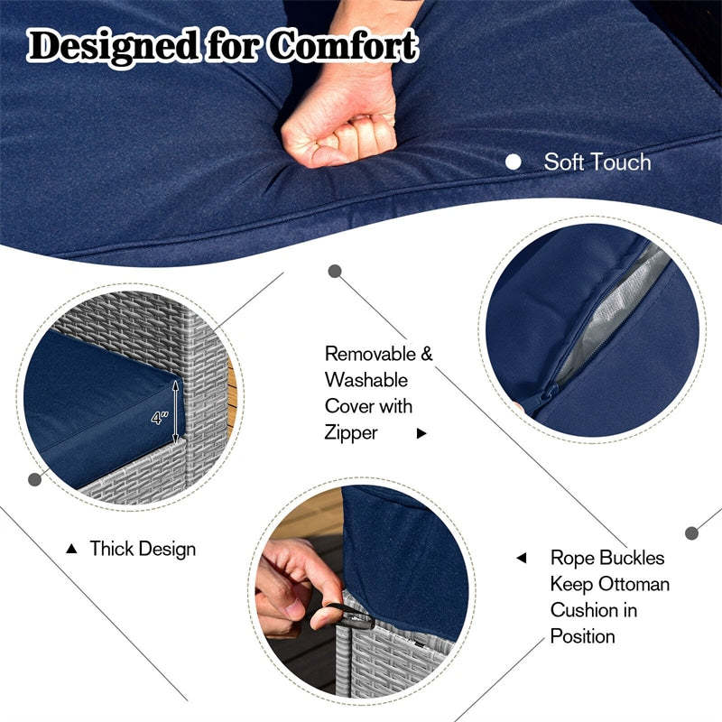 8-Piece Patio Wicker Furniture Set Outdoor Rattan Conversation Set with Storage Box