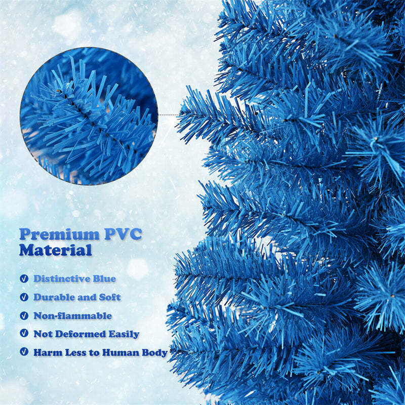 6ft Unlit Pencil Christmas Tree Slim Artificial Xmas Tree with Metal Stand for Holiday Decor