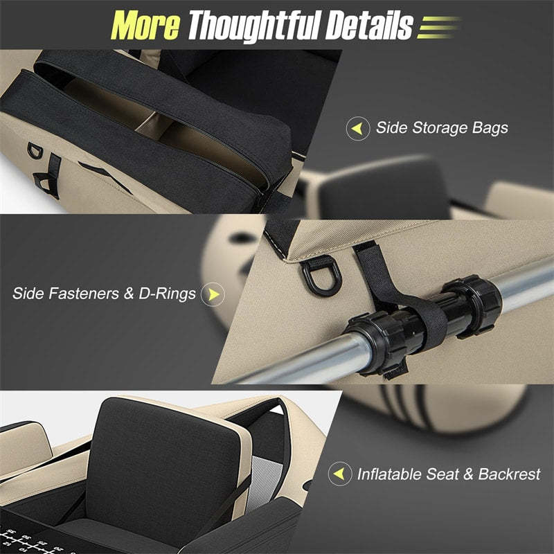 Fishing Float Tube, Inflatable Fishing Boat with Pump, Paddle, Fish Ruler, Flippers, Storage Pockets, Portable Backpack Belly Boat, Holds 350LBS
