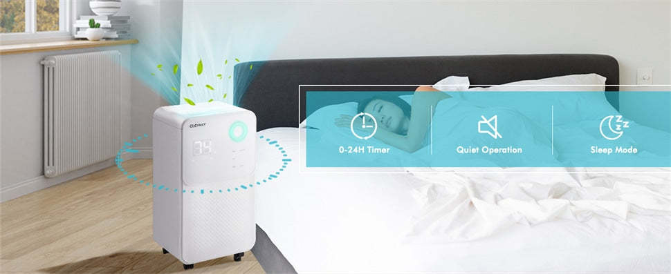 32 Pints Dehumidifier for Home & Basements, 2000 Sq. Ft Portable Dehumidifier with Drain Hose, 3-Color Digital Display, 4 Modes & 24H Timer