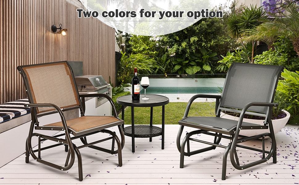 Outdoor Metal Swing Glider Rocking Chair with Armrest for Patio Backyard Poolside