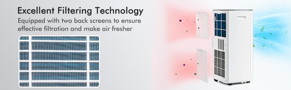 10000 BTU Portable Air Conditioner 3-in-1 Evaporative Air Cooler Dehumidifier with Remote Control & Universal Casters
