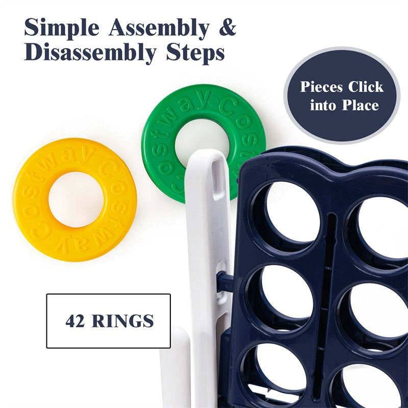 Giant 4-in-A-Row, Jumbo 4-to-Score Lawn Game Set with 42 Rings, Quick-Release Slider, 3.5FT Indoor Outdoor Yard Connect Game for Kids & Adults