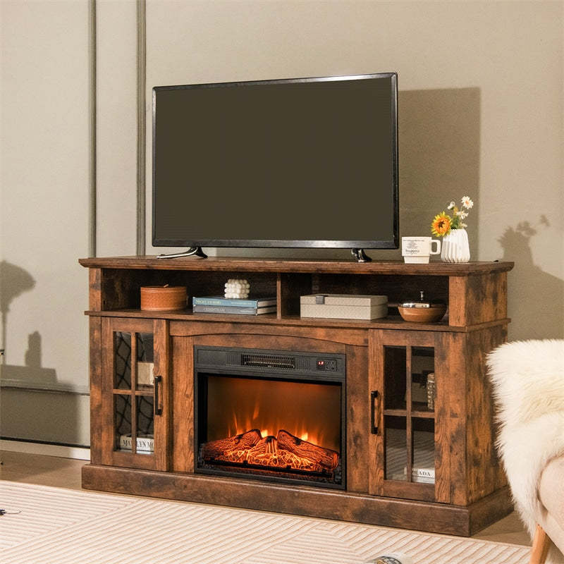 23" Electric Fireplace Insert, 1400W Freestanding Recessed Fireplace Heater with Remote Control, Adjustable Flame, Thermostat & Overheat Protection