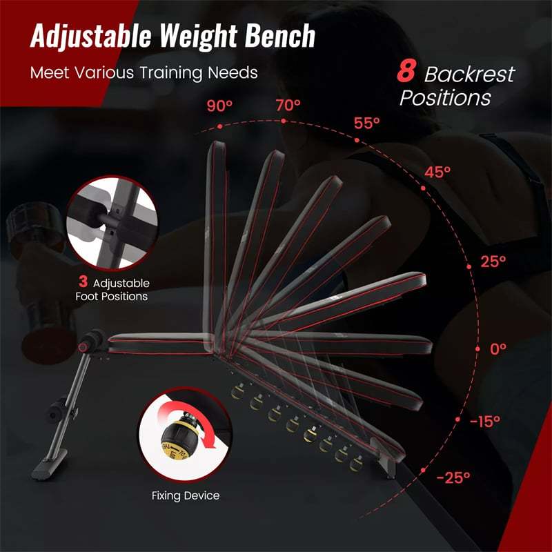 Adjustable Weight Bench, Heavy Duty Bench Press for Full Body Strength Training, Multipurpose Incline/Decline/Flat Workout Bench for Home Gym