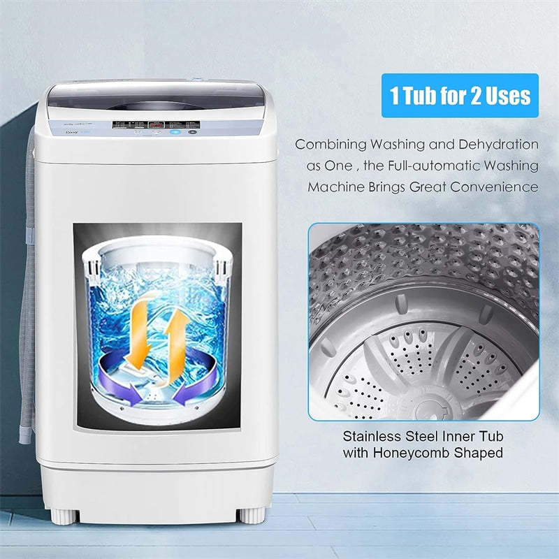 Full-Automatic Portable Washing Machine, 1.34 Cu.ft Compact Washer & Spin Dryer Combo with Drain Pump, 10 Programs, 12Lbs Capacity for Home Apartments