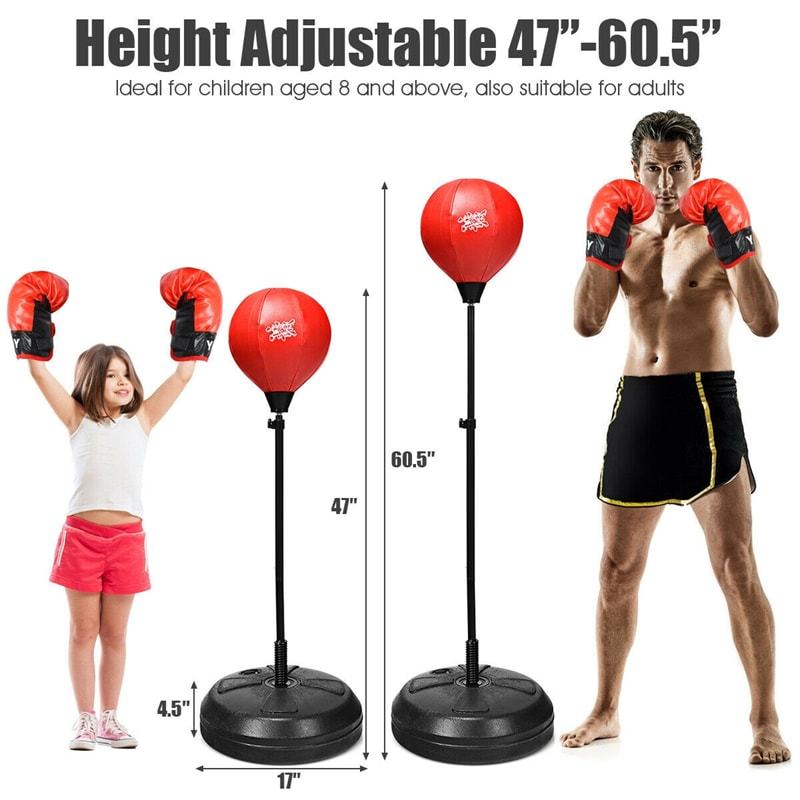 Height Adjustable Punching Bag Boxing Set with Stand and Boxing Gloves for Adults & Kids