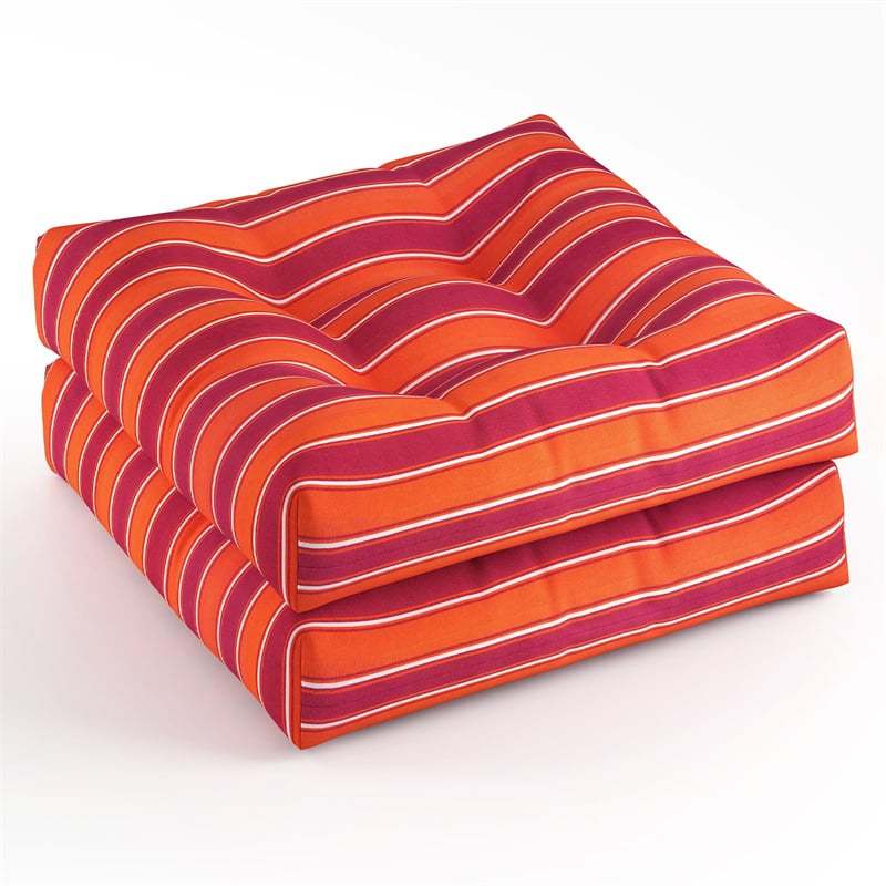 Set of 2 Waterproof Tufted Patio Chair Cushions with High Elasticity, 21" x 21" Deep Seat Square Pillows for Indoor & Outdoor Furniture