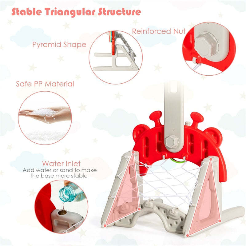 3-in-1 Kids Basketball Hoop Adjustable Height Outdoor Playset with Balls