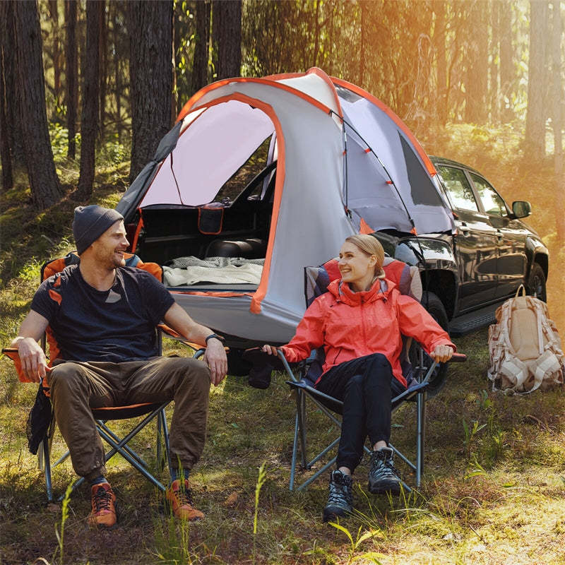 Waterproof Truck Bed Tent with Removable Rainfly, Mesh Windows & Carrying Bag, 2-Person Portable Pickup Tent for Camping, Travel, Hiking