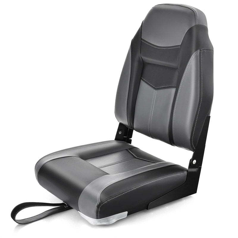 2-Pack High Back Boat Seats, Folding Fishing Boat Seats with Sponge Padding, Stainless Steel Screws & Hinges, Waterproof Boat Captain Chairs