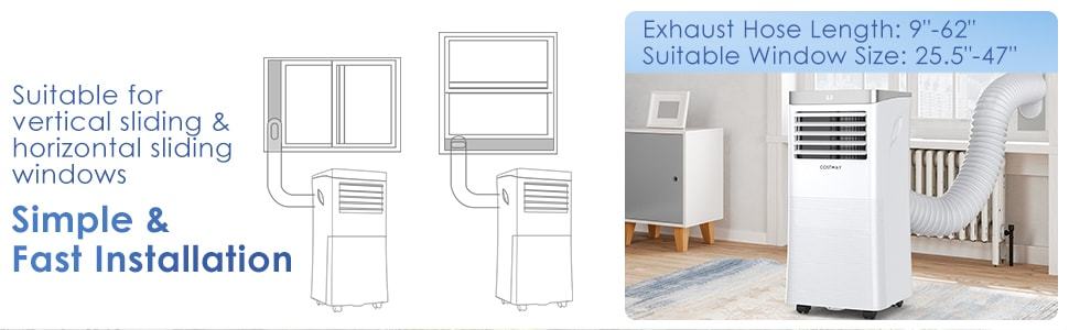 8000 BTU Portable Air Conditioner 3-in-1 Air Cooler with Fan & Dehumidifier Mode Remote Control