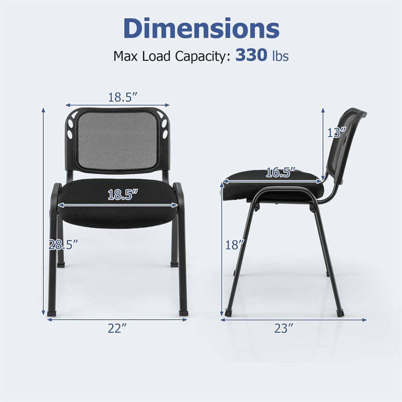 Office Guest Chair Set of 5 Stackable Conference Room Chair with Padded Seat, Metal Frame, 330Lbs Capacity Reception Chair for Waiting Training Rooms