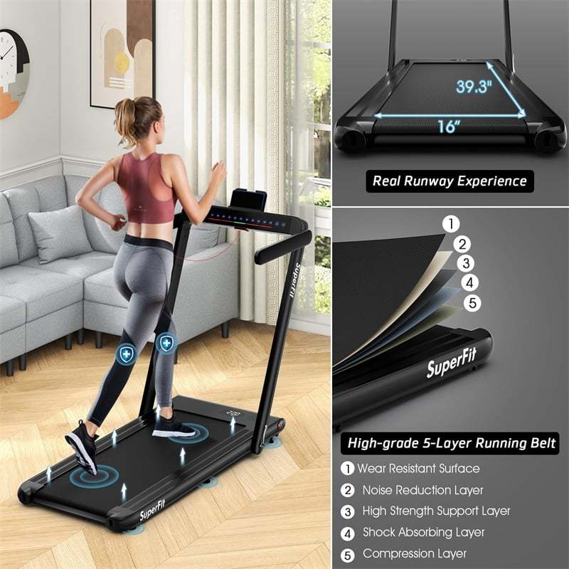 2-in-1 Under Desk Treadmill, 2.25HP SuperFit Folding Walking Jogging Machine with Dual Display, Remote & App Control, Bluetooth for Home Office