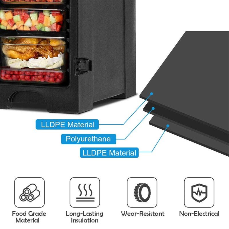 81 Quart End-Loading Insulated Food Pan Carrier 5 Full-Size Pan Portable Food Warmer with Handles