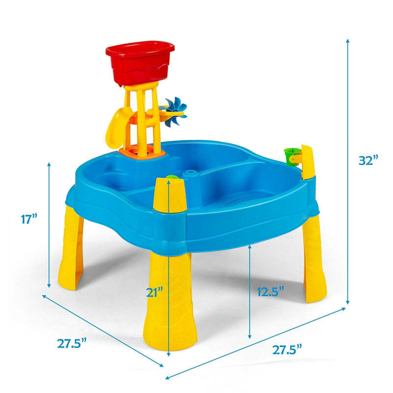 Kids Sand & Water Table Playset with Umbrella and 18 Pcs Accessories