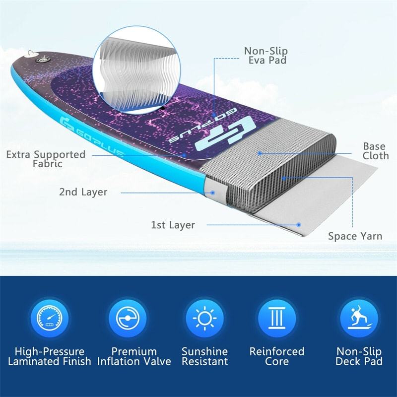 10.5' Inflatable Stand Up Paddle Board with Backpack Aluminum Paddle Pump