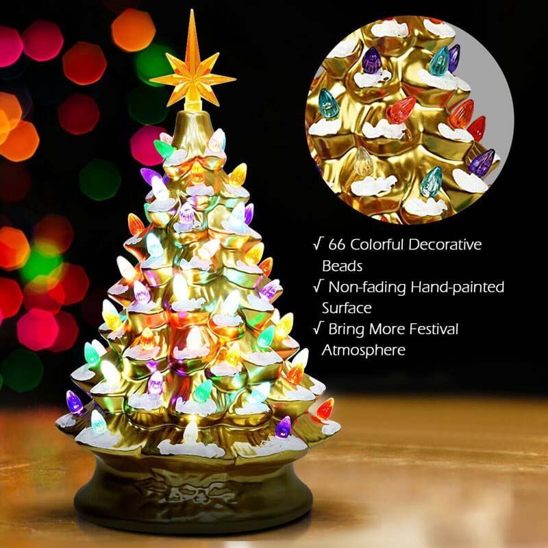 15" Pre-Lit Hand-Painted Ceramic National Christmas Tree