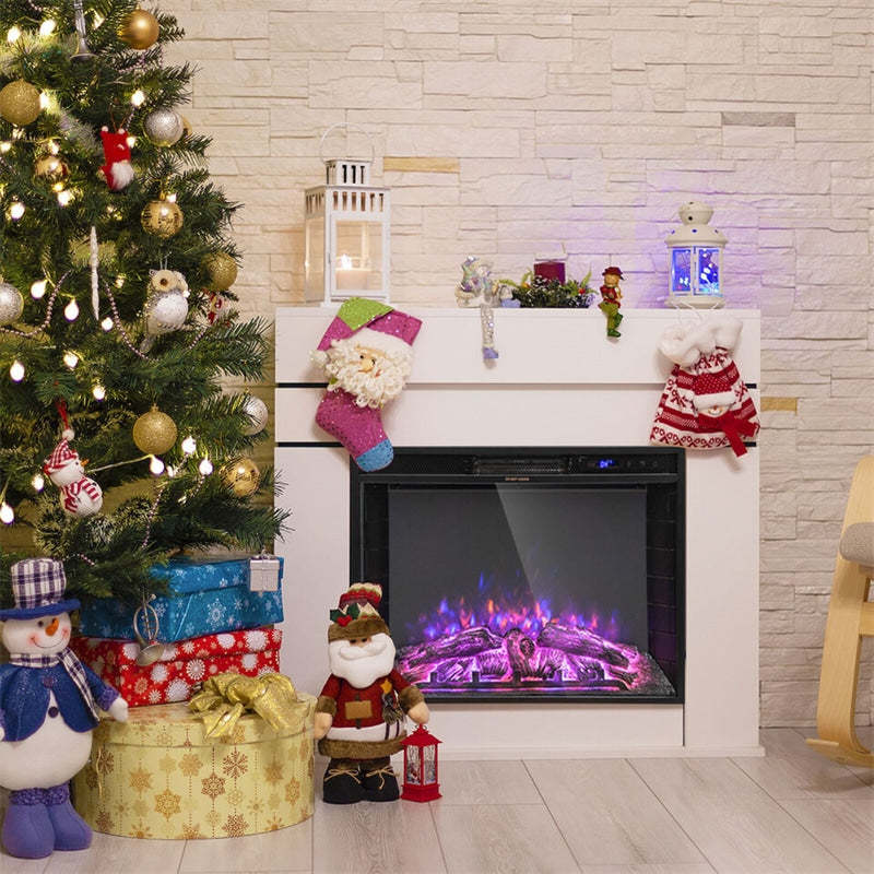 26" Electric Fireplace Insert, 750W/1500W Recessed Wall Fireplace Heater with Remote Control, Adjustable Flame Effect, 5H Timer & Overheat Protection