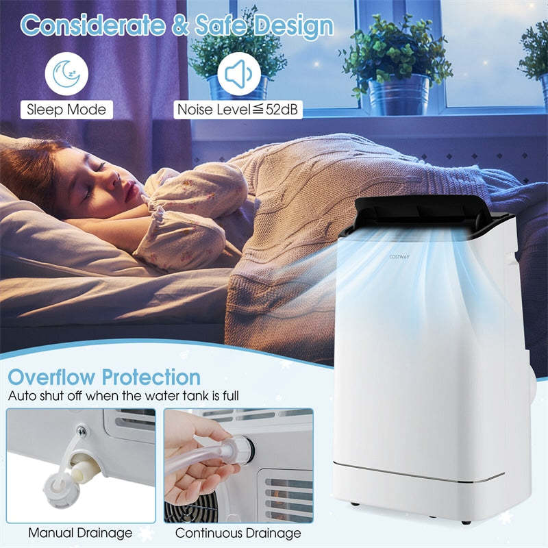 15000 BTU Portable Air Conditioner Built-in Dehumidifier & Heat, Auto Swing 4-in-1 AC Unit with Remote Control APP Control & Window Kit