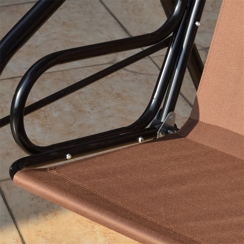 3-Seat Patio Swing with Adjustable Canopy & Removable Cushion, Powder-Coated Steel Frame Outdoor Porch Swing for Backyard, Garden, Balcony