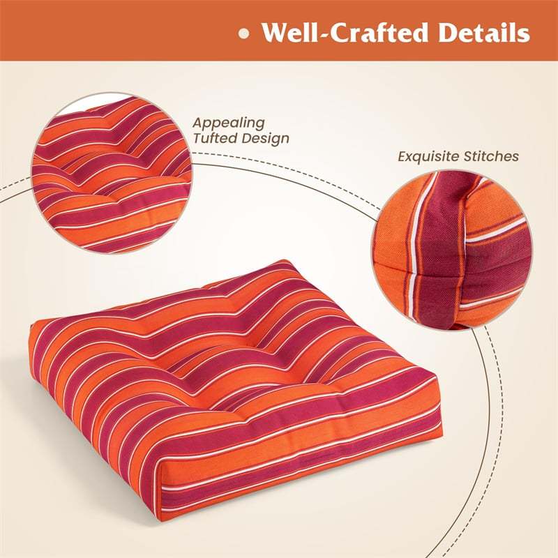 Set of 2 Waterproof Tufted Patio Chair Cushions with High Elasticity, 21" x 21" Deep Seat Square Pillows for Indoor & Outdoor Furniture