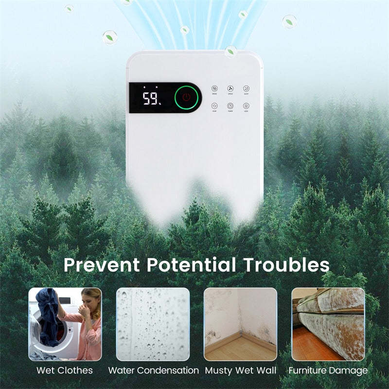32-Pint 2500 Sq.Ft Quiet Dehumidifier for Basement & Home with Drain Hose, Sleep Mode, Child Lock, 3-Color LED Indicator & Wheels