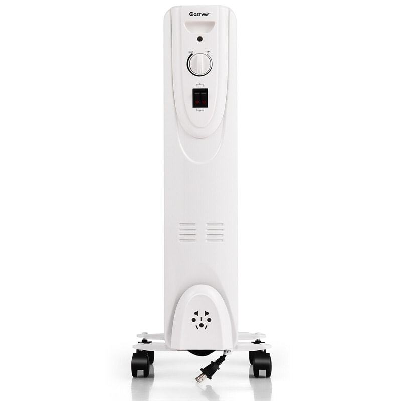1500W Portable Oil Filled Electric Radiator Heater with 3 Heating Modes Universal Wheels