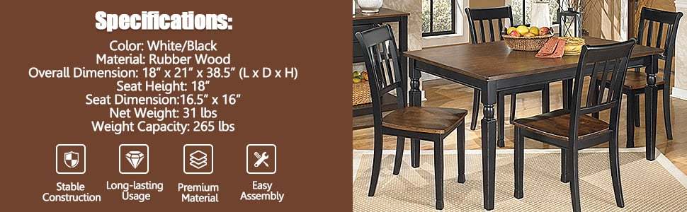 Set of 2 Solid Wood Whitesburg Spindle Back Patio Dining Chairs