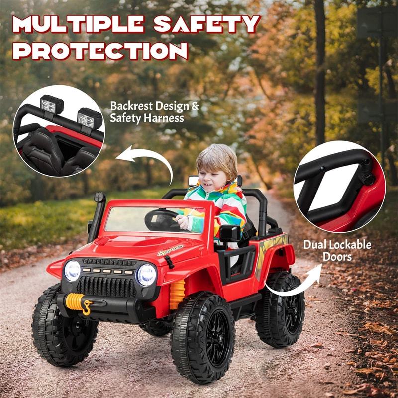 12V 10AH Battery Powered Parent-Child Ride-On Truck Car Electric Vehicle with Remote Control Storage LED Lights Music