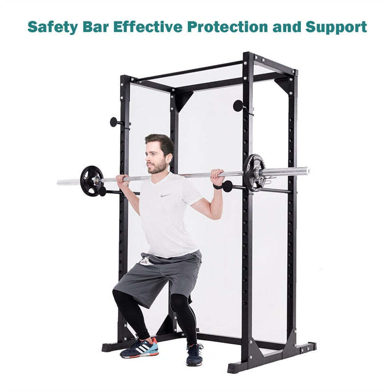 Heavy Duty Adjustable Power Rack, Multifunctional Squat Cage with Chin-Up Bars & Dumbbell Rack, Strength Training Power Cage for Home Gym Fitness