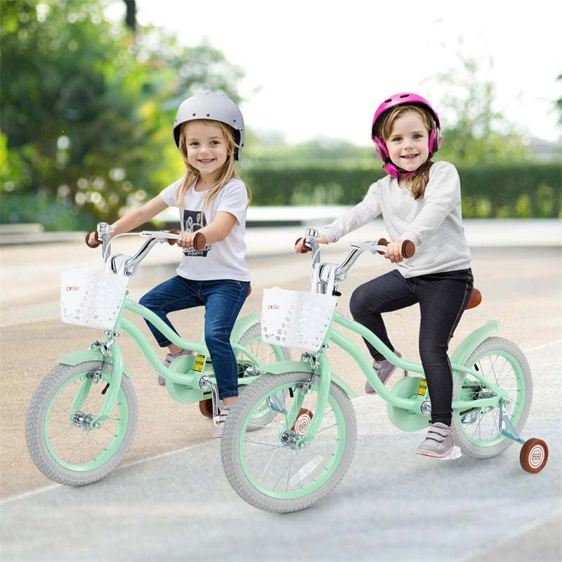 16" Kids Bike, Toddler Bicycle with Training Wheels, Adjustable Seat & Removable Basket, Boys Girls Bike for 3-8 Years Old