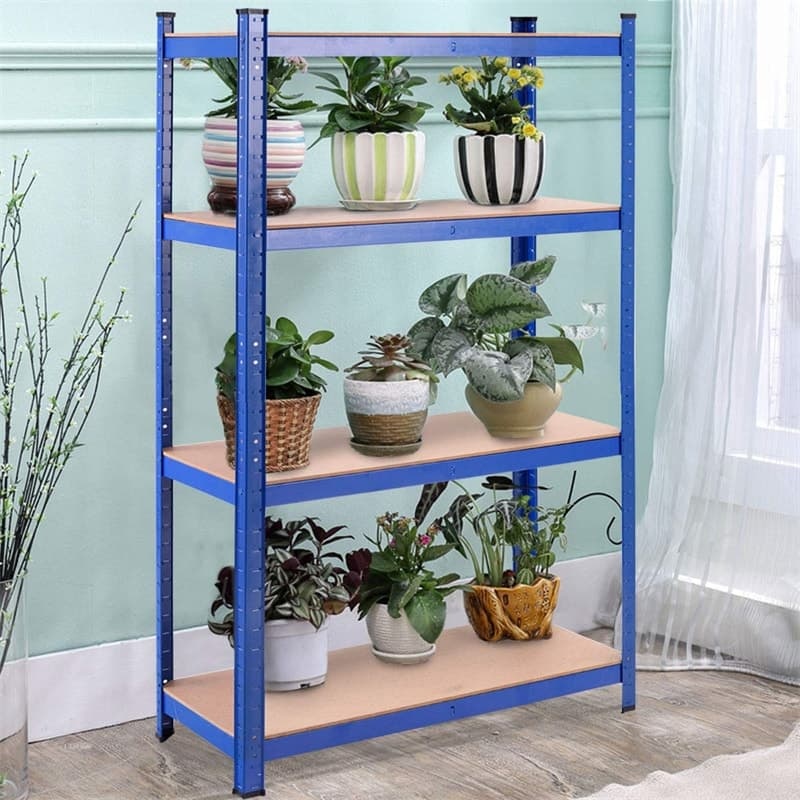 63" Heavy Duty Steel Garage Shelving Unit 4-Tier Adjustable Tool Storage Shelves Boltless Shelving Organizer Rack for Home Office Warehouse