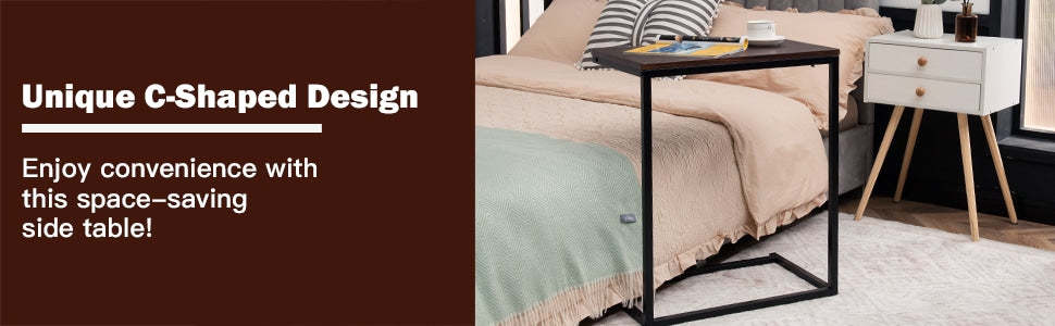 26'' U Shaped Sofa Side Table Laptop Holder for Living Room