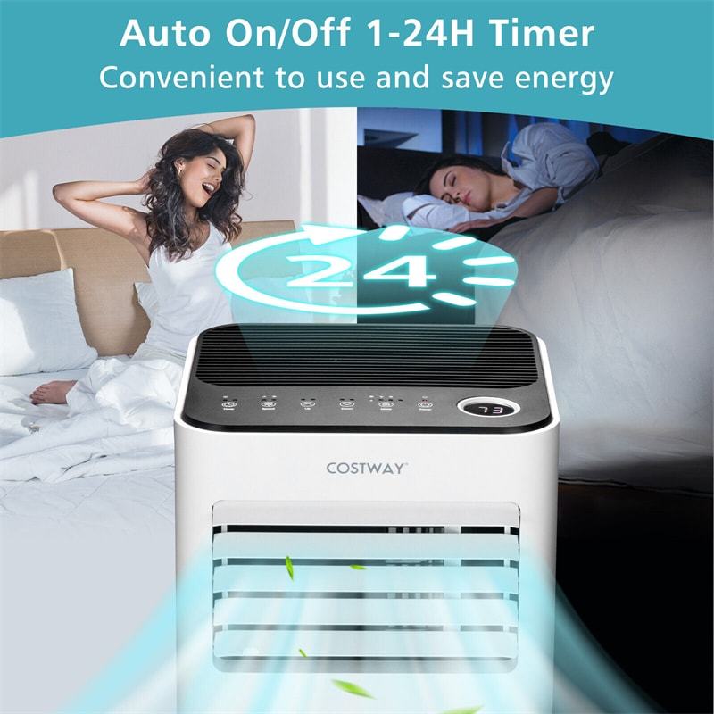 8000 BTU Portable Air Conditioner, Quiet 3-in-1 AC Unit with Fan, Dehumidifier & Sleep Mode, 24H Timer, Remote Control for Rooms up to 250 Sq.Ft