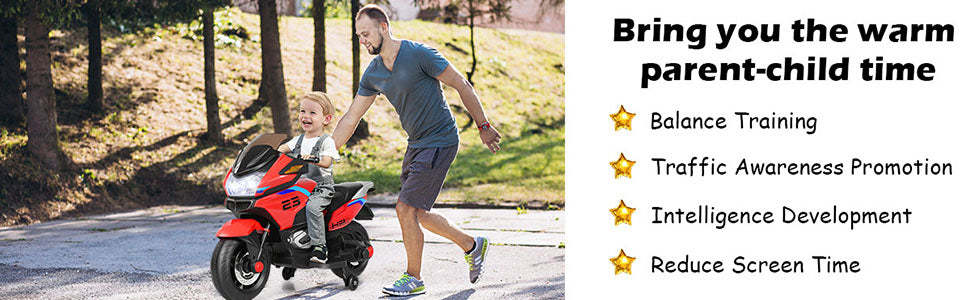 12V Kids Electric Ride On Motorcycle Electric Motor Bike with Training Wheels