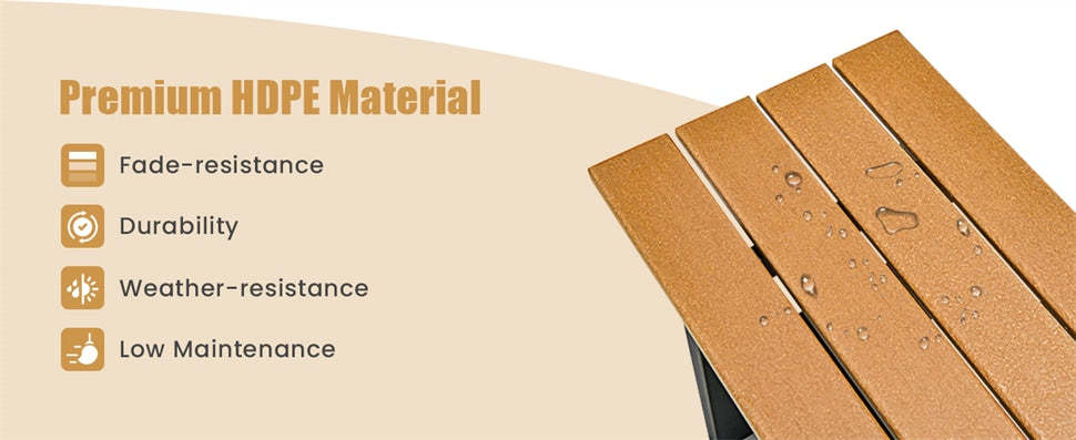 2-Pack Outdoor Garden Bench Backless Patio Park Bench All-weather 47" Dining Bench Chair with HDPE Slatted Seat, Metal Frame, 660 LBS Capacity