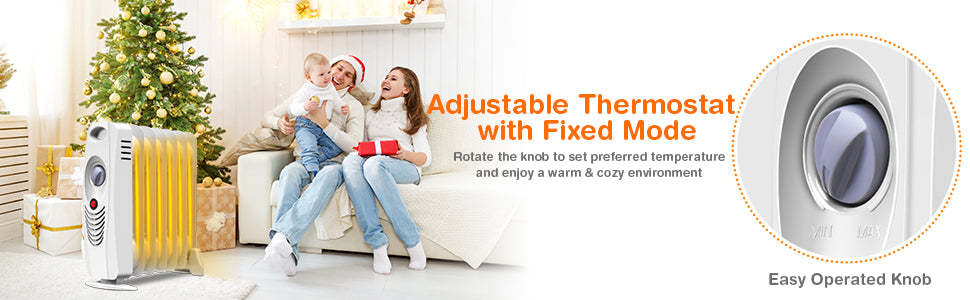 700W Portable Electric Oil Filled Space Radiator Heater for Home Indoor