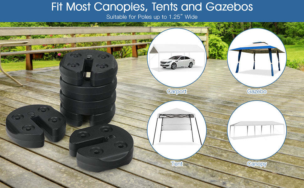 8Pcs 20Lbs Canopy Weights Water Filled Weight Plates for Shade Umbrella