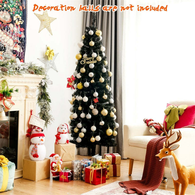 6ft Unlit Pencil Christmas Tree Slim Artificial Xmas Tree with Metal Stand for Holiday Decor