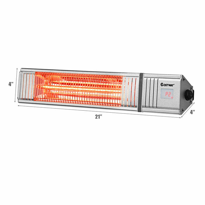 1500W Wall-Mounted Infrared Patio Heater with 9-Level Adjustable Remote Control 24H Timer