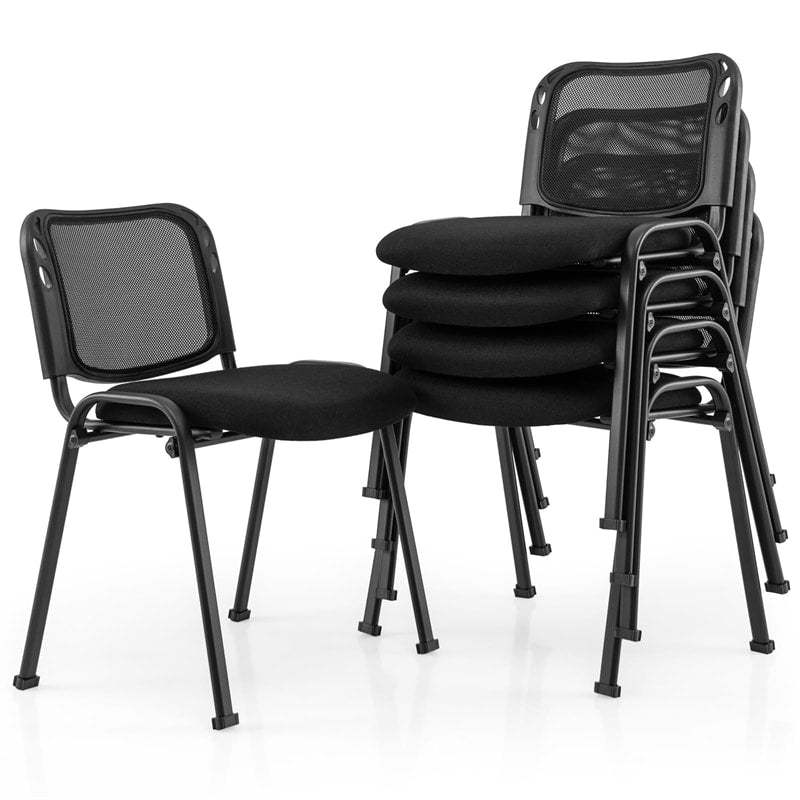 Office Guest Chair Set of 5 Stackable Conference Room Chair with Padded Seat, Metal Frame, 330Lbs Capacity Reception Chair for Waiting Training Rooms