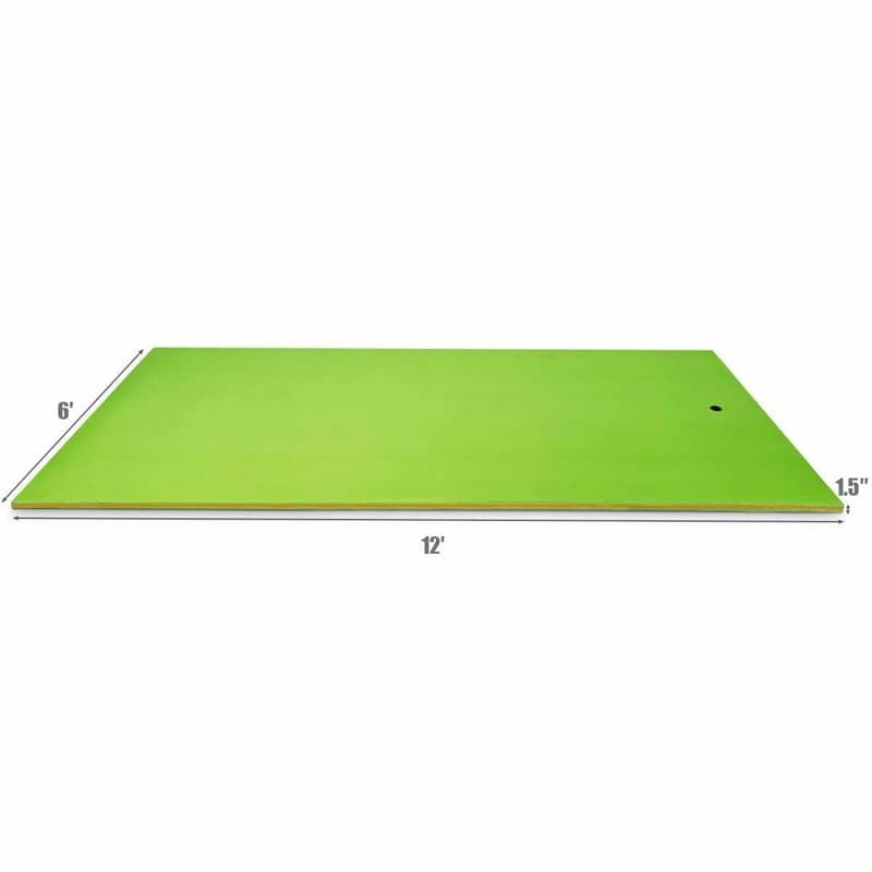 12' x 6' Floating Water Pad, 3 Layer Tear-Resistant XPE Foam Water Mat Roll-Up Floating Island for Pool Lake with Mooring Device & Straps